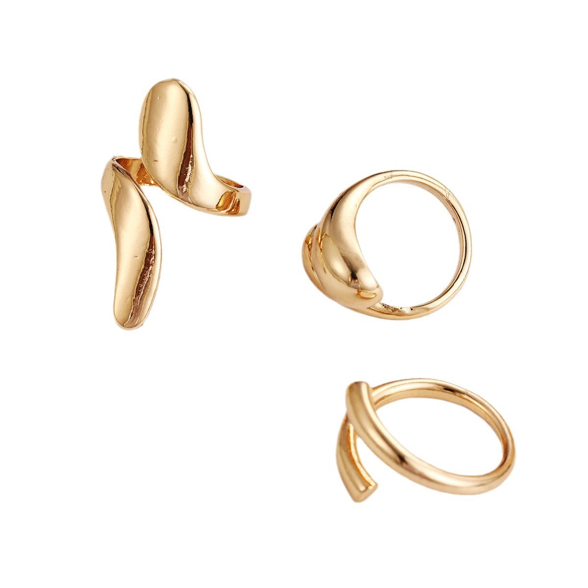 Wholesale Geometric teardrop open ring three-piece set