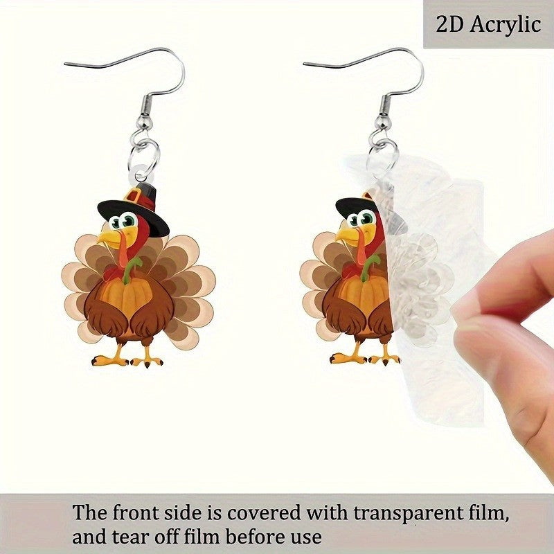 Wholesale Thanksgiving Day turkey hat acrylic earrings