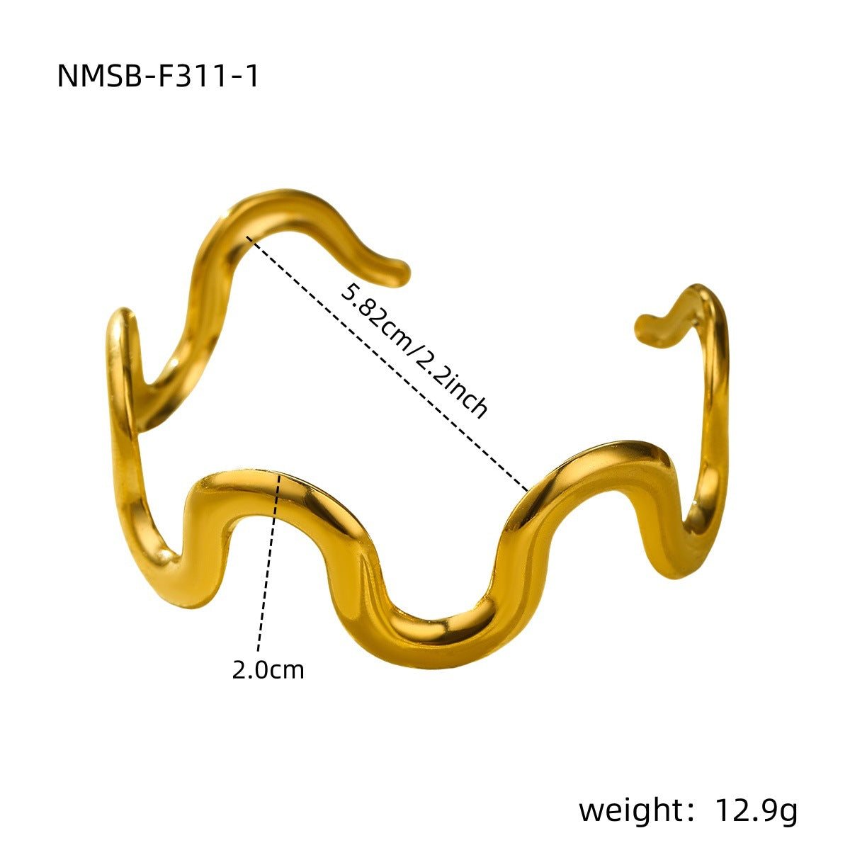 Titanium steel wave necklace bracelet 18K gold stainless steel jewelry set