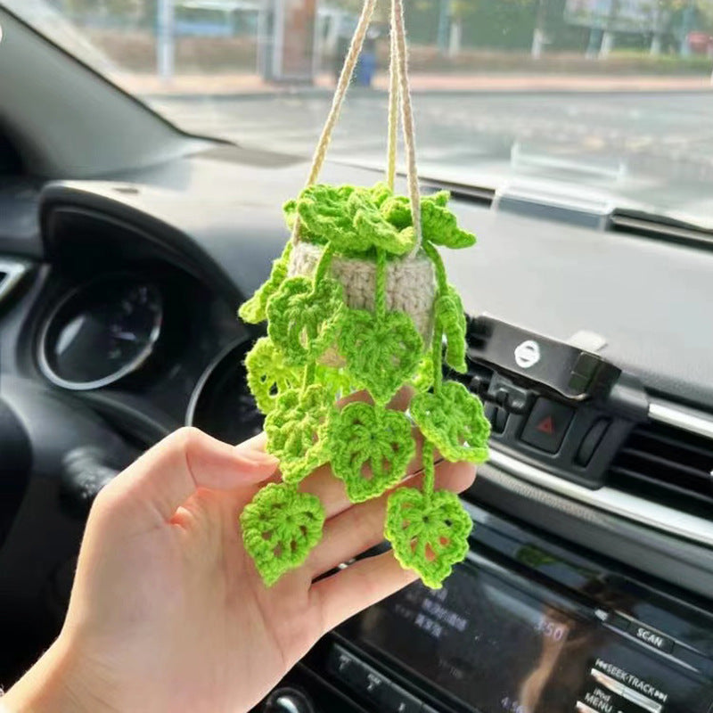 Wholesale Car Hanging Ornament Handmade Wool Crochet Chlorophytum Potted Plant