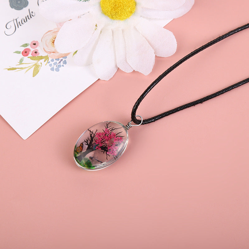 Wholesale Gypsophila Dry Flower Necklace Life Tree Plant Necklace