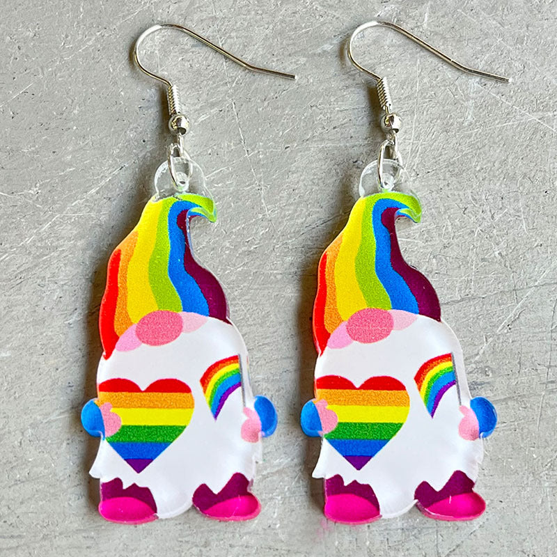 Wholesale Rainbow Game Mushroom Elf Summer Drink Colored Pen Acrylic Fun Earrings