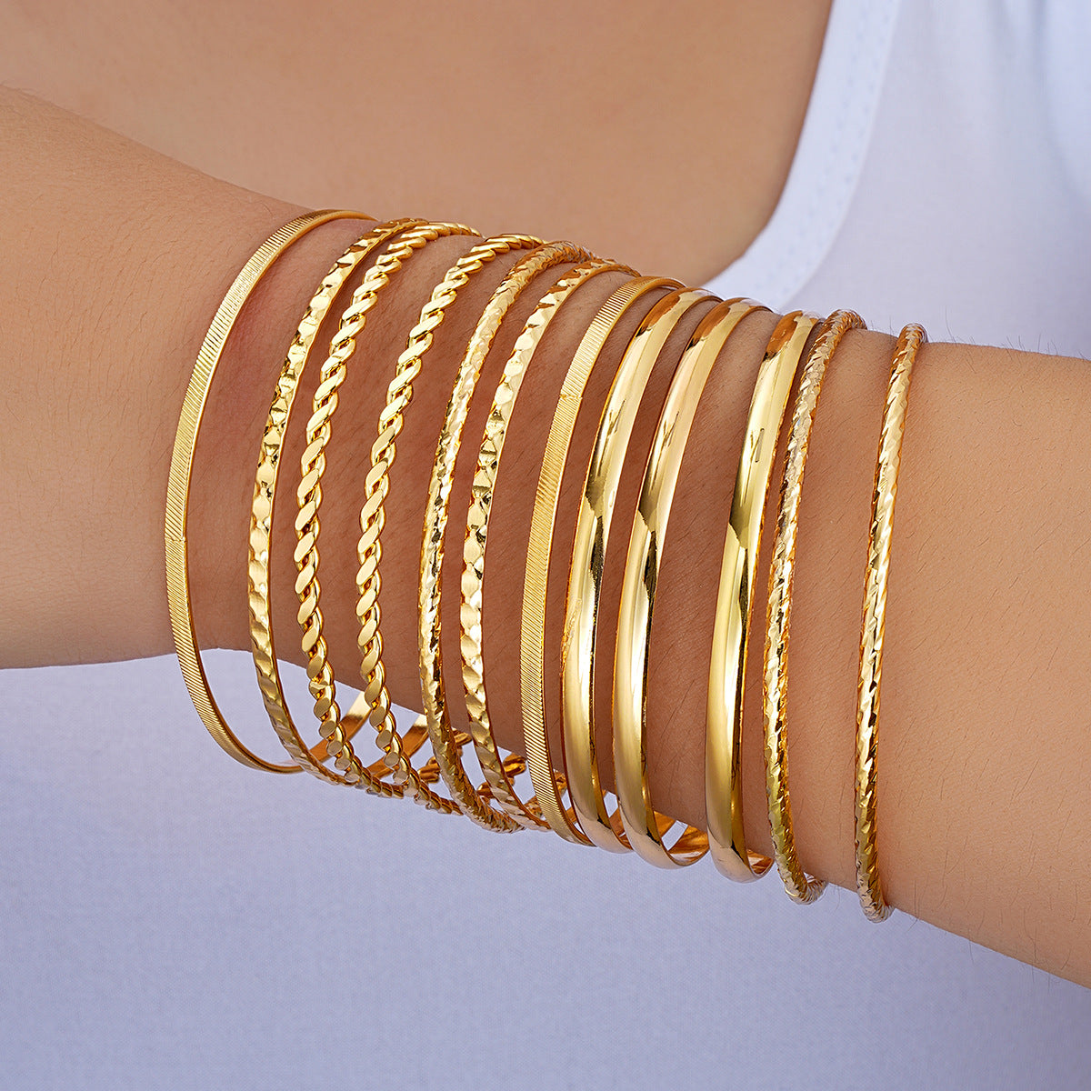Wholesale Retro exaggerated stacking wide bracelet set