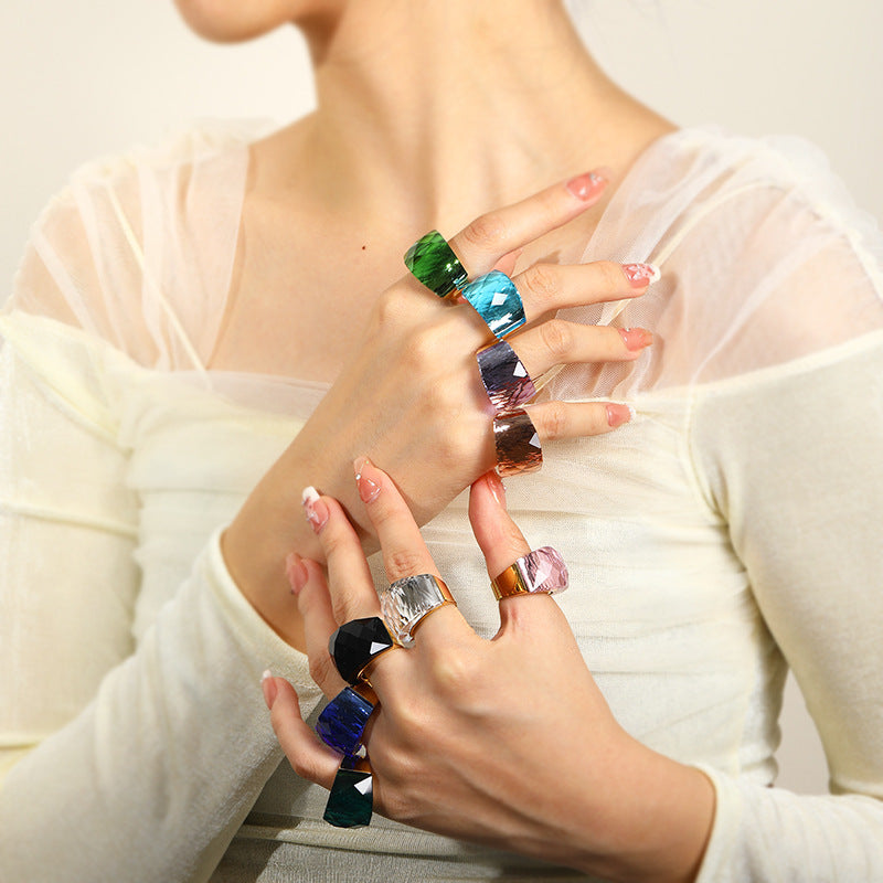 ANILLO DE ACERO DE TITANIO DE TITANIO DE DIAMONIO DE COLOR DEL MAYOR