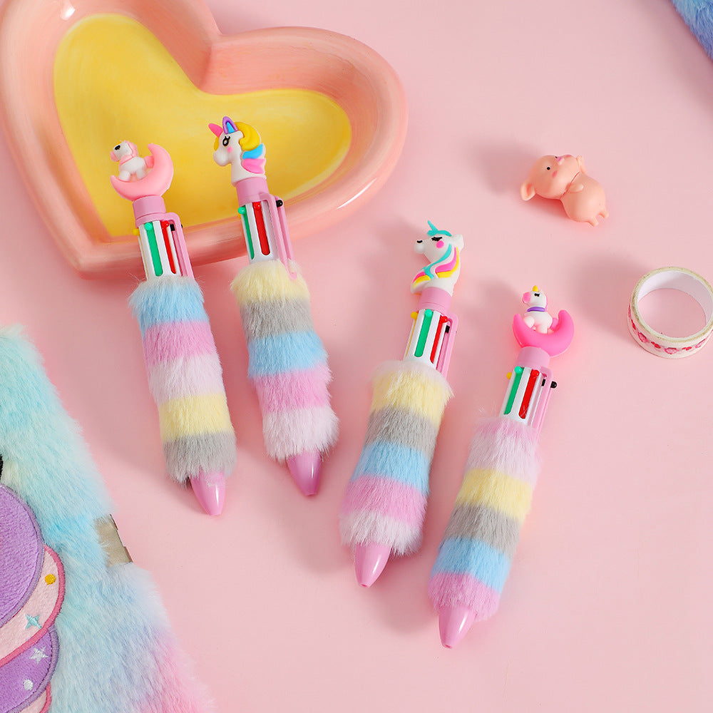 Wholesale Cartoon Unicorn Plush Six Color Click Ballpoint Pen