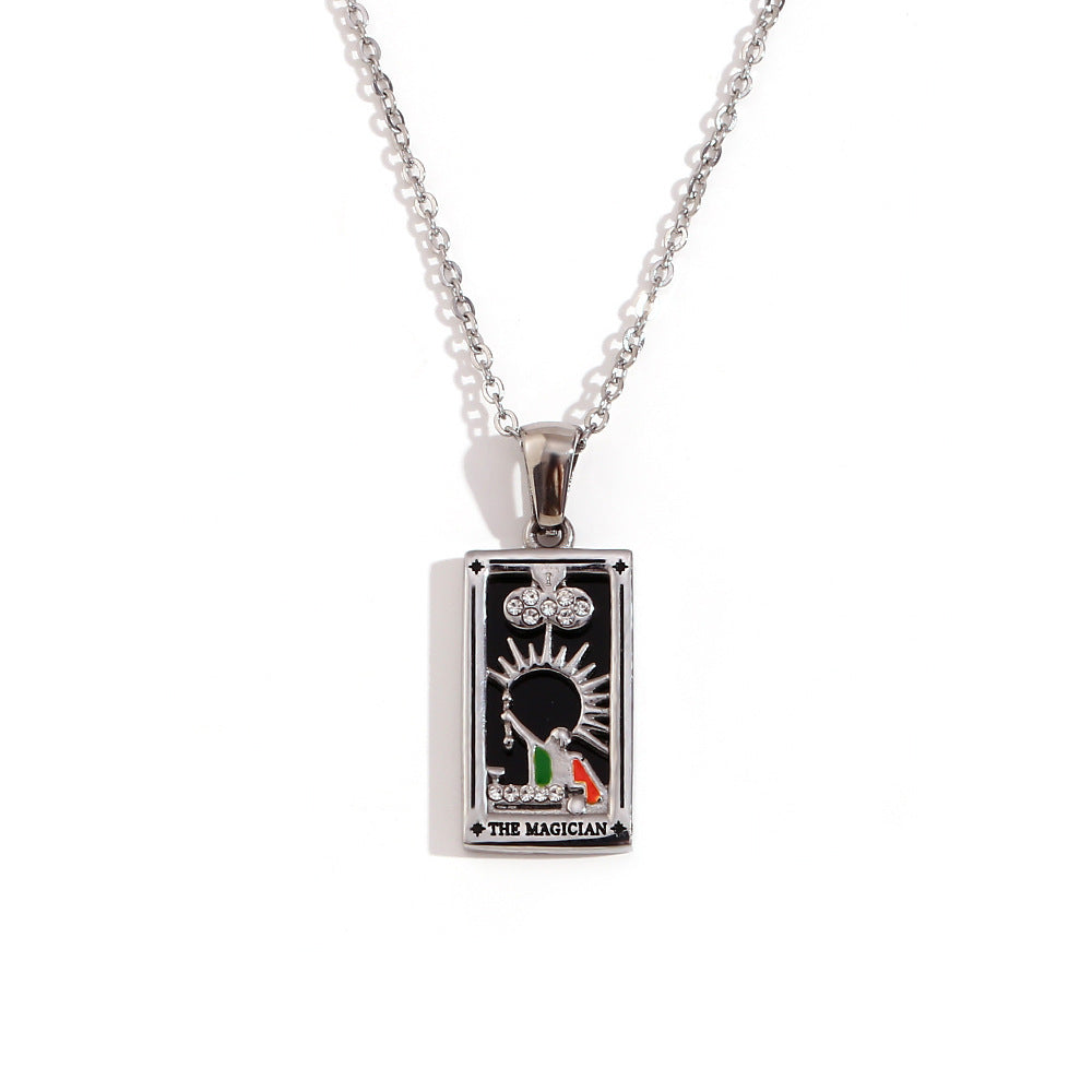Wholesale Gold and silver Tarot card Stainless Steel Necklace