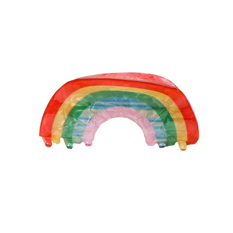 Wholesale Stylish Rainbow Shark Hair Clip Acrylic Cute Hair Gripper For Girls Everyday Styling Boutique Resale