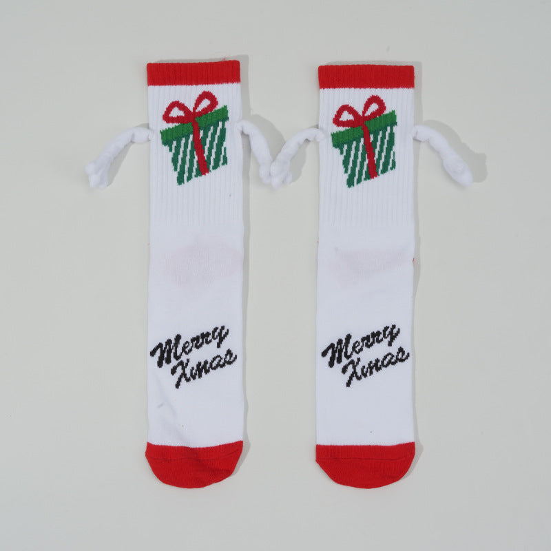 Wholesale Christmas couple warm holding hands socks