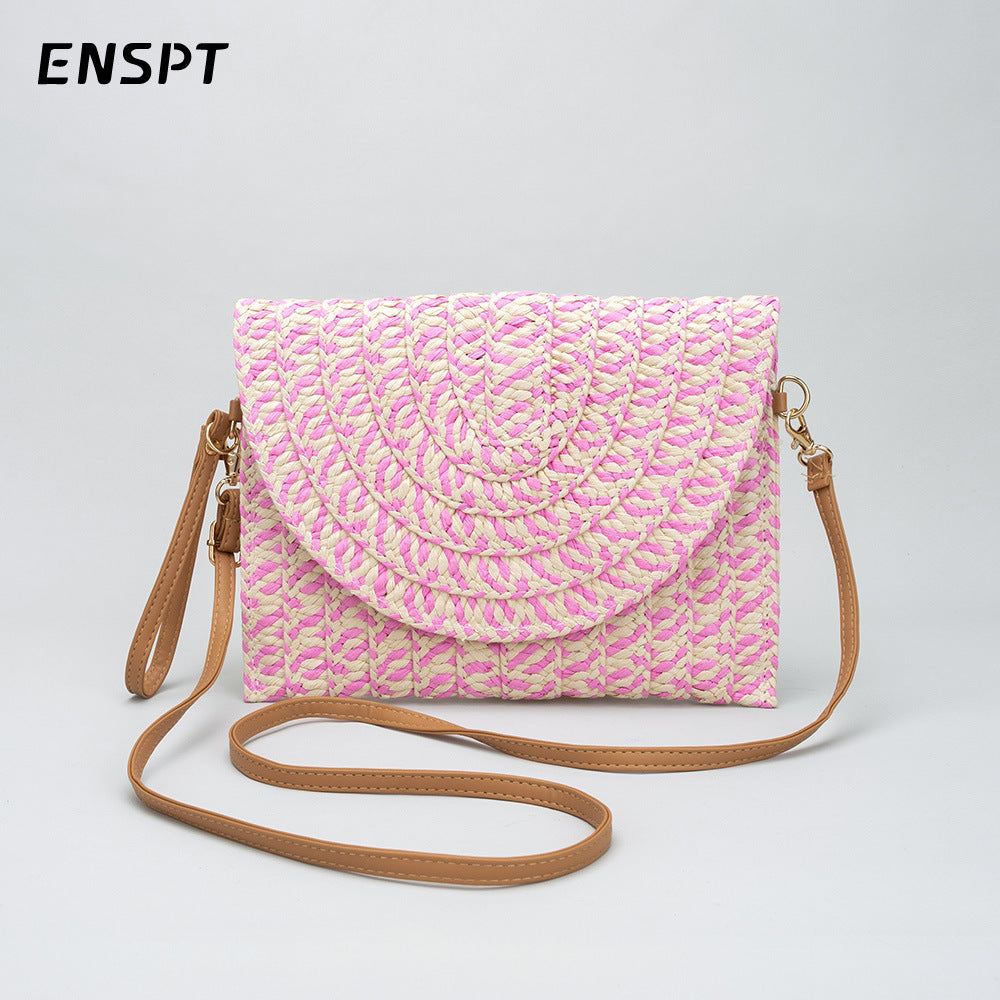 Wholesale Crossbody Hand-held Ethnic Style Summer Beach Tassel Straw Bag