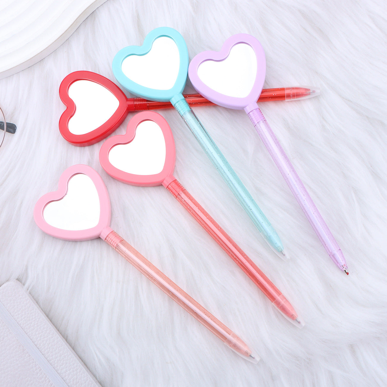 Wholesale Valentine' s Day Heart Handle Mirror Ballpoint Plastic Pen