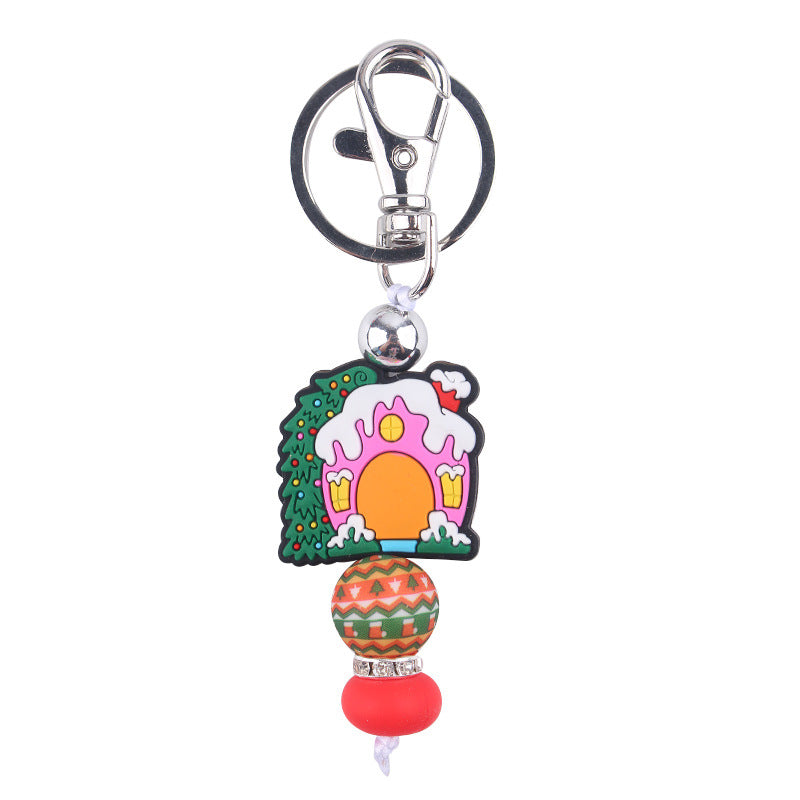 Wholesale Christmas Series Silicone Beaded Keychain