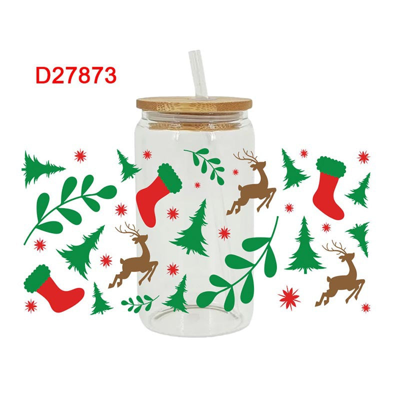 Wholesale Uv Transfer Sticker Tree Glass Cup Crystal Sticker 16oz Cup UV DTF Wraps