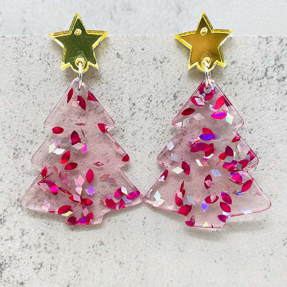 Wholesale Christmas five-pointed star acrylic earrings