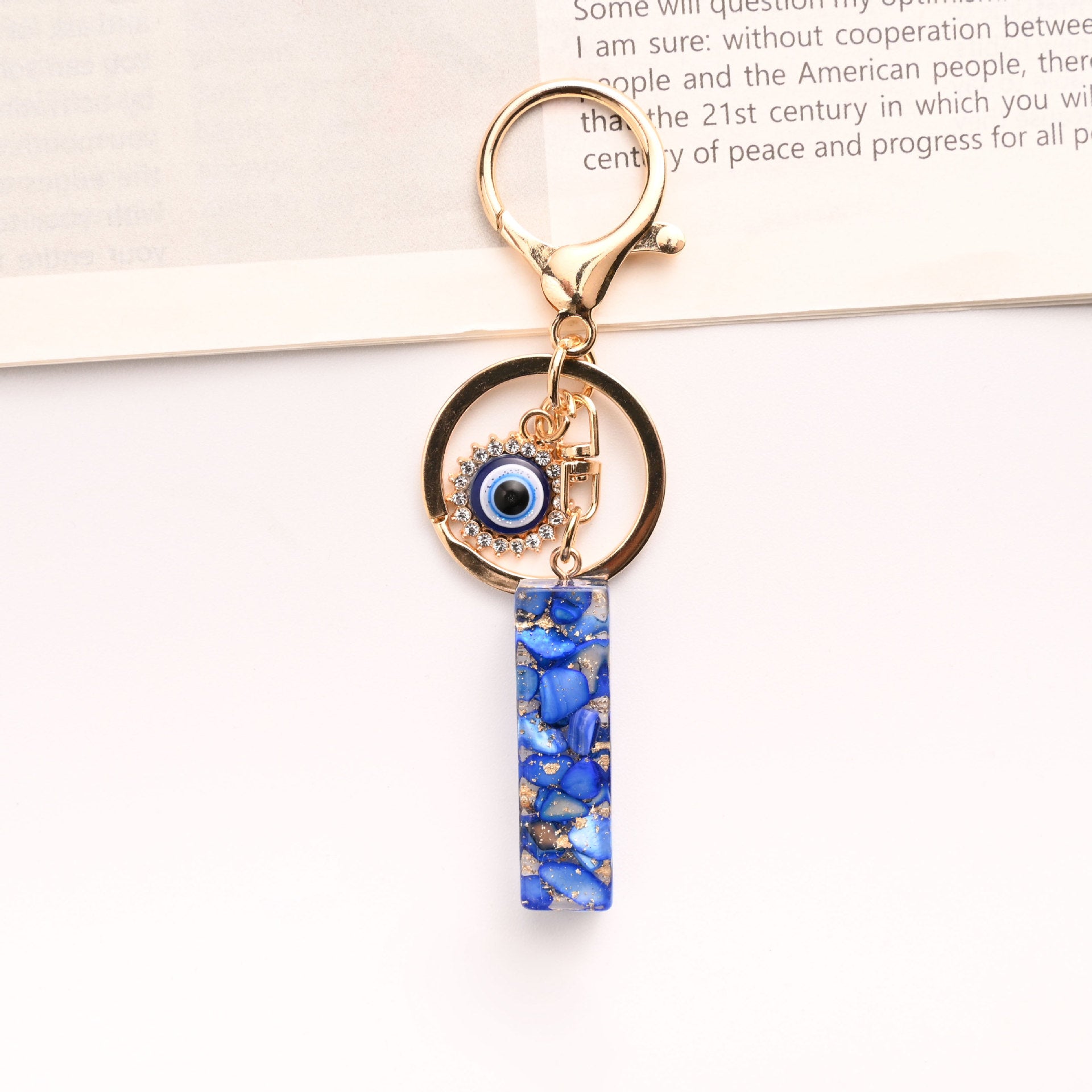 Wholesale Treasure Blue 26 English Letter Devil' s Eye Keychain