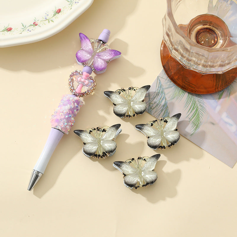 Wholesale 10pcs Gradual Acrylic Butterfly Beaded Jewelry Accessories DIY Beads