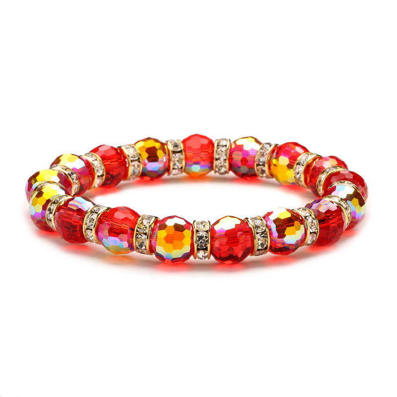 Wholesale Super Flash Colorful 8MM Cut Crystal Glass Multicolor Bracelet