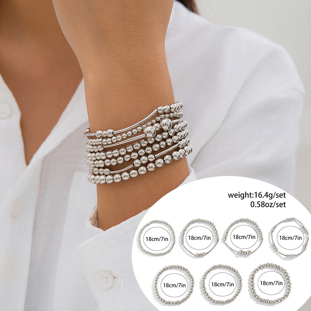 Wholesale Sweet and Cool Beaded Hot Girl Heart Pendant Metal Bracelet