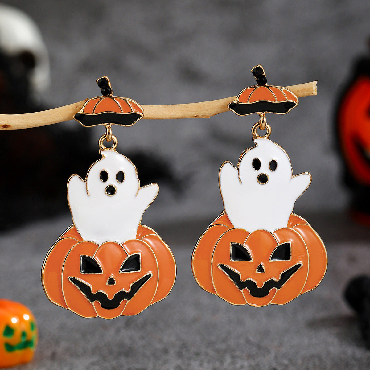 Wholesale Halloween earrings pumpkin ghost pendant earrings gothic tassel ladies earrings