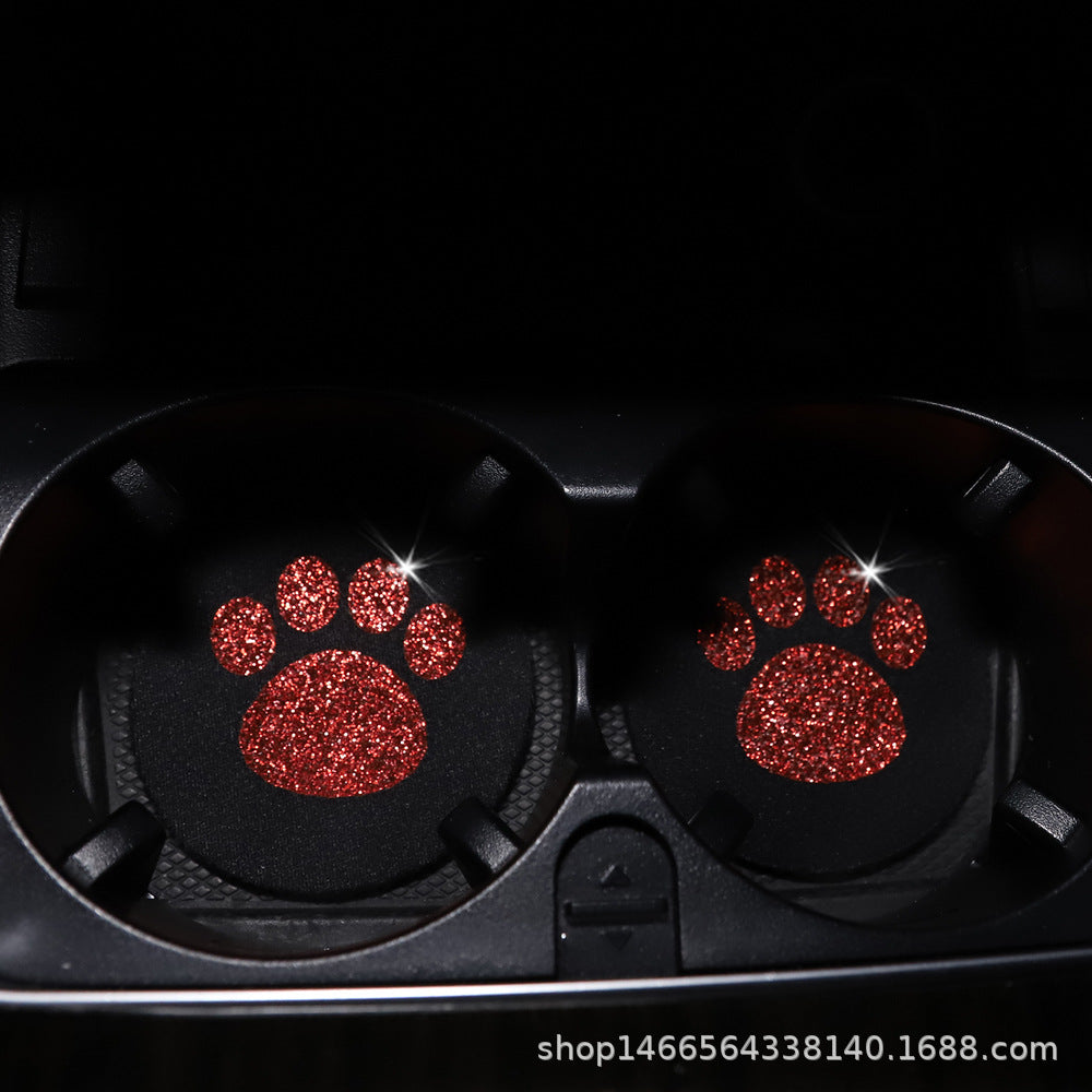 Wholesale Hot Stamping Dog Paw Print Foaming Material Car Tea Coaster Anti-slip Mat
