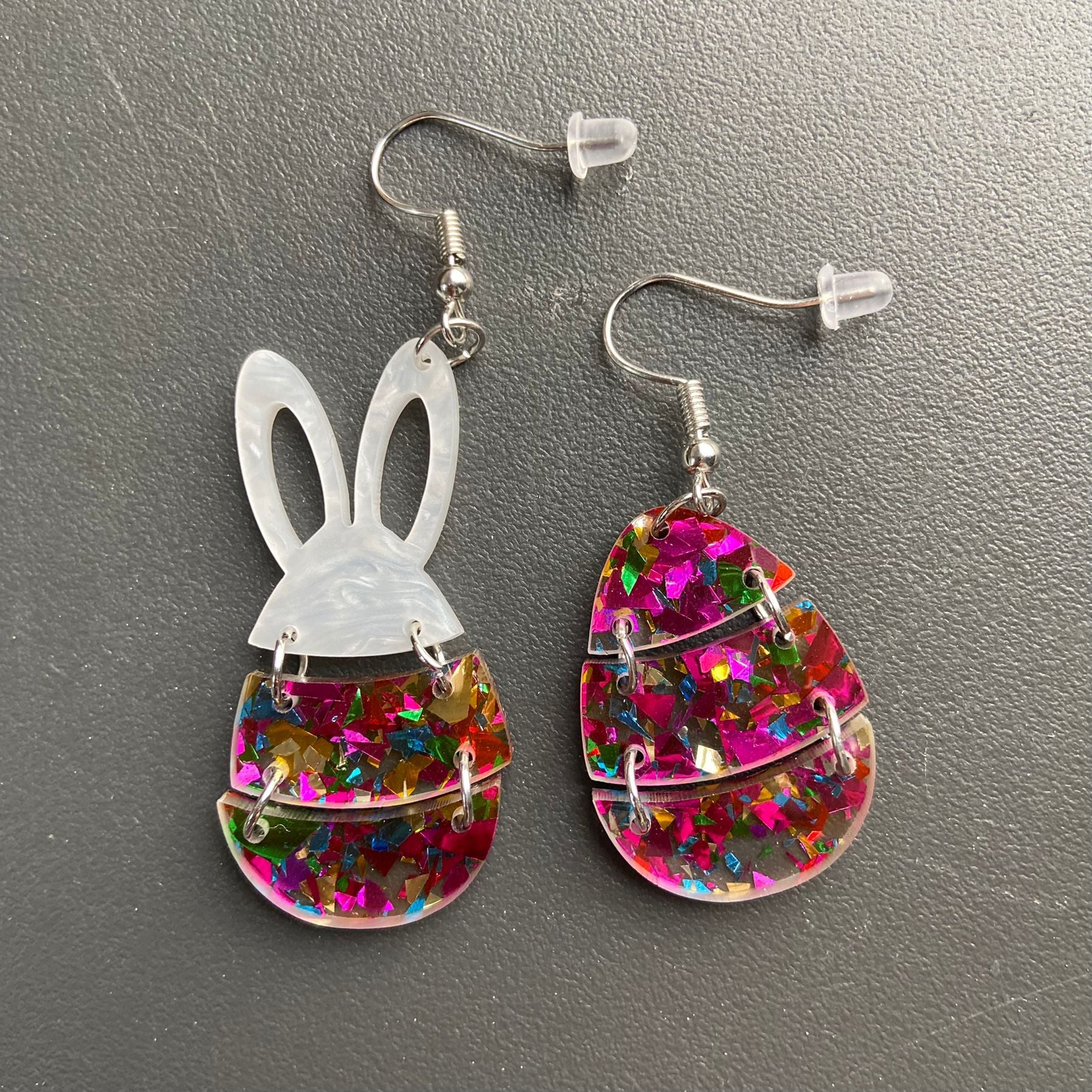 Wholesale Easter Egg Little White Rabbit Acrylic Earrings