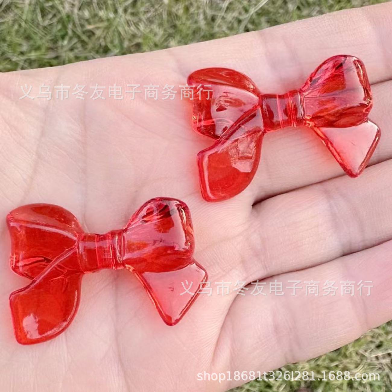 Wholesale 50pcs Transparent colored butterfly bow acrylic beads