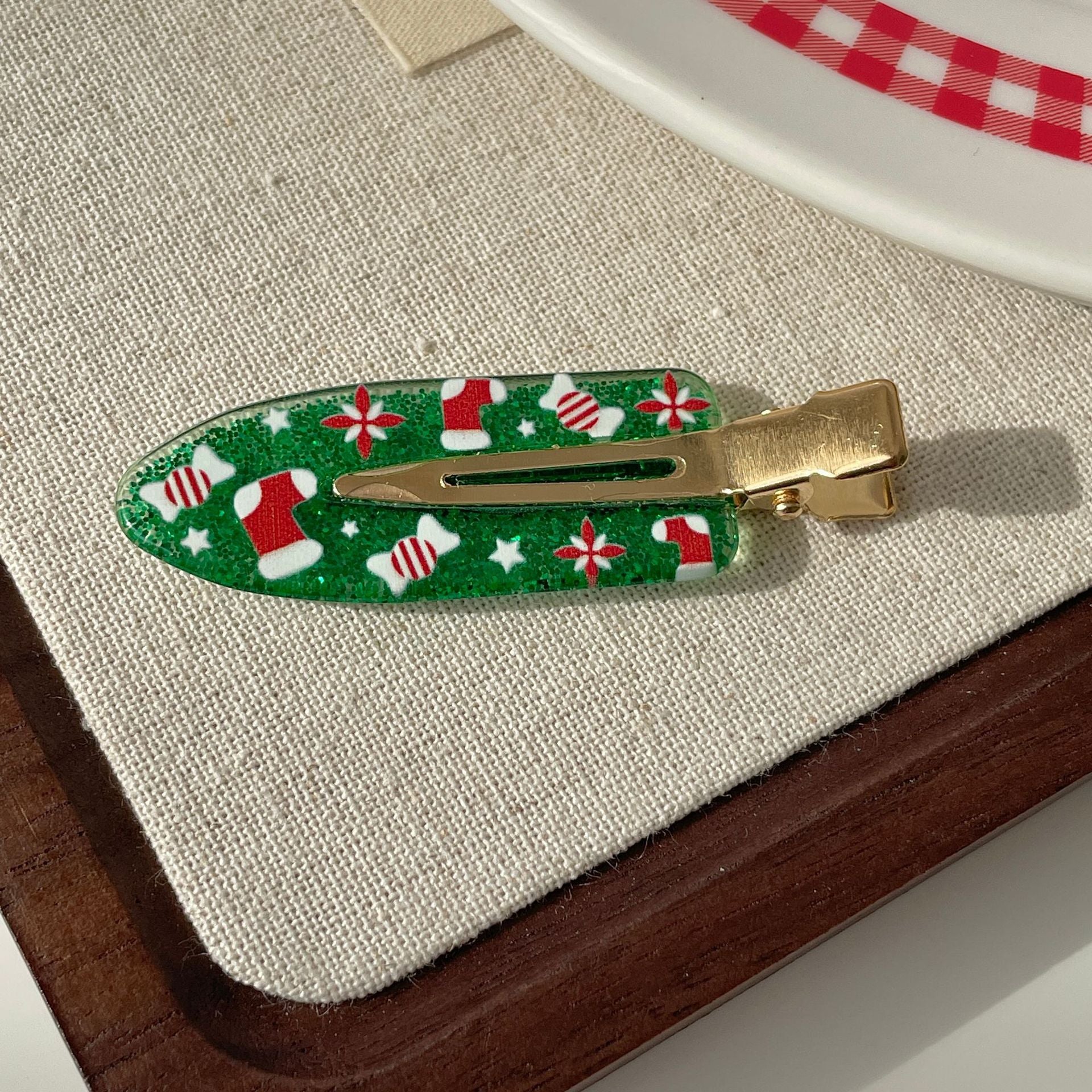 Wholesale Candy Christmas Socks Elk English Letter Hair Clip