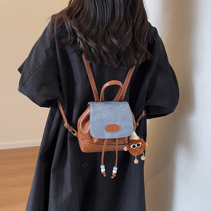 Wholesale 2023 Versatile Denim Stitching PU Backpack