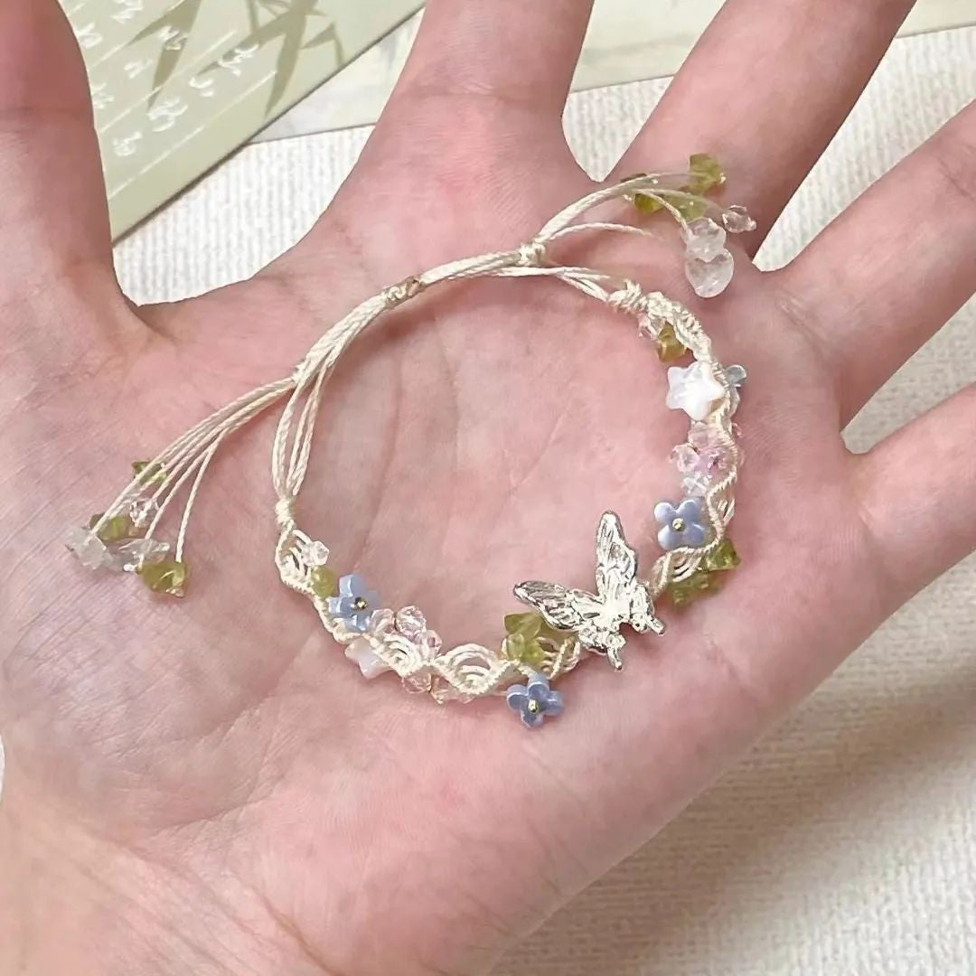 Wholesale Butterfly bracelet flower bracelet braided small fresh hand jewelry