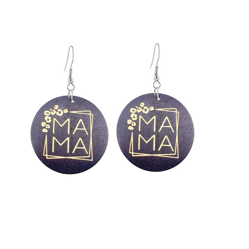 Wholesale Mother's Day Gift MAMA Wooden Earrings