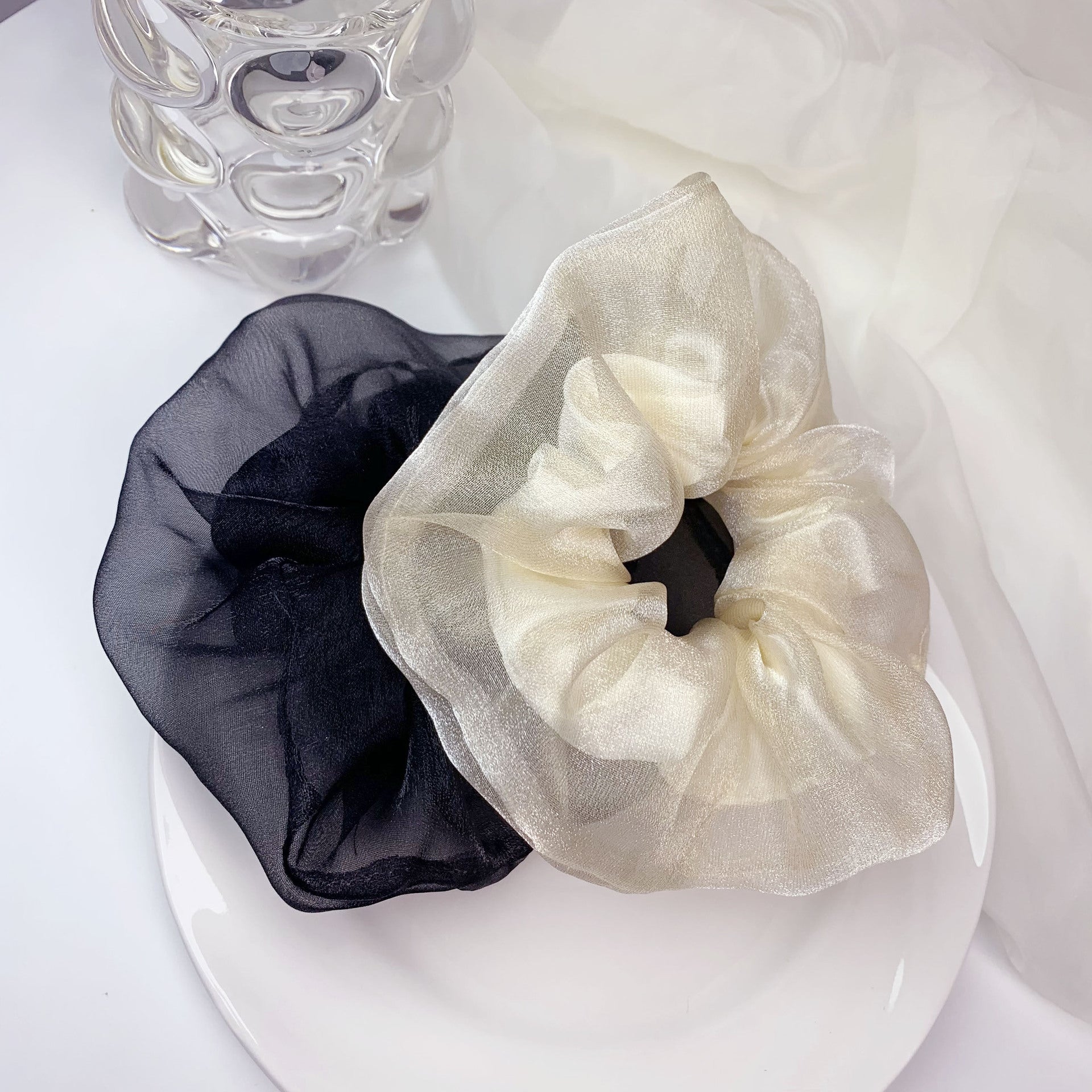 Wholesale Fabric French Double Mesh Large Intestine Hair Ties