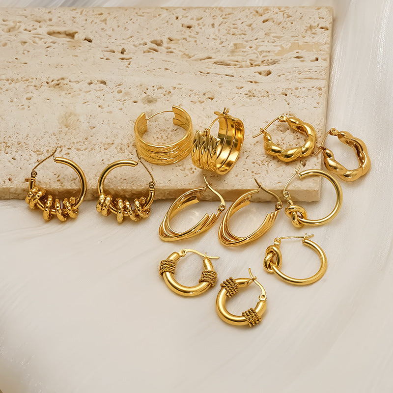 Wholesale Stainless steel wrapped gold geometric earrings