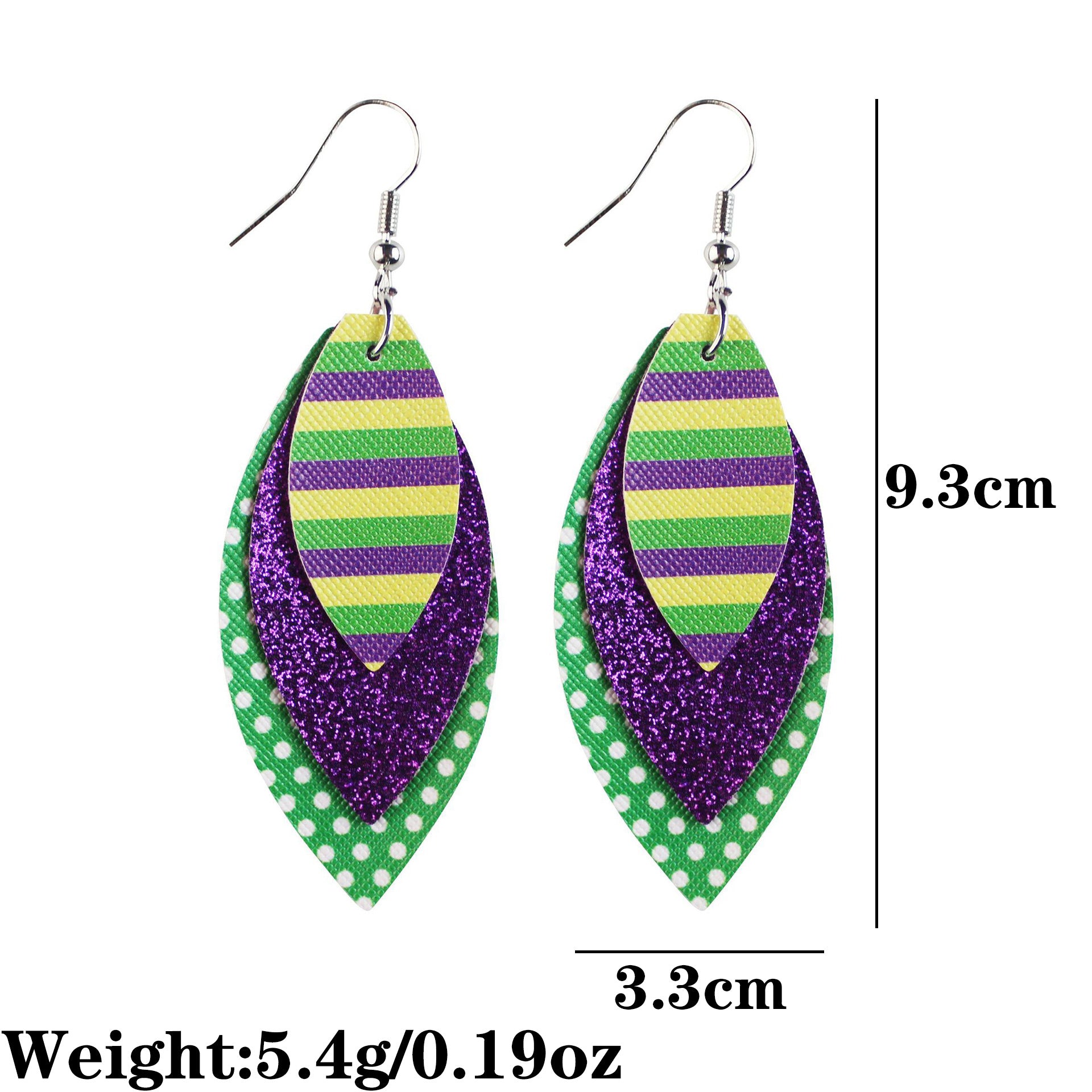 Wholesale Carnival Multi-layered Leaf  Mardi Gras Earrings