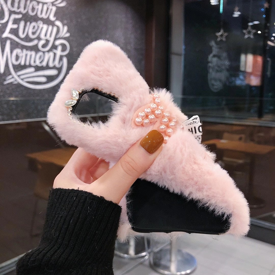 Wholesale Pearl Rabbit Mobile Phone Protective Fur Soft Cover