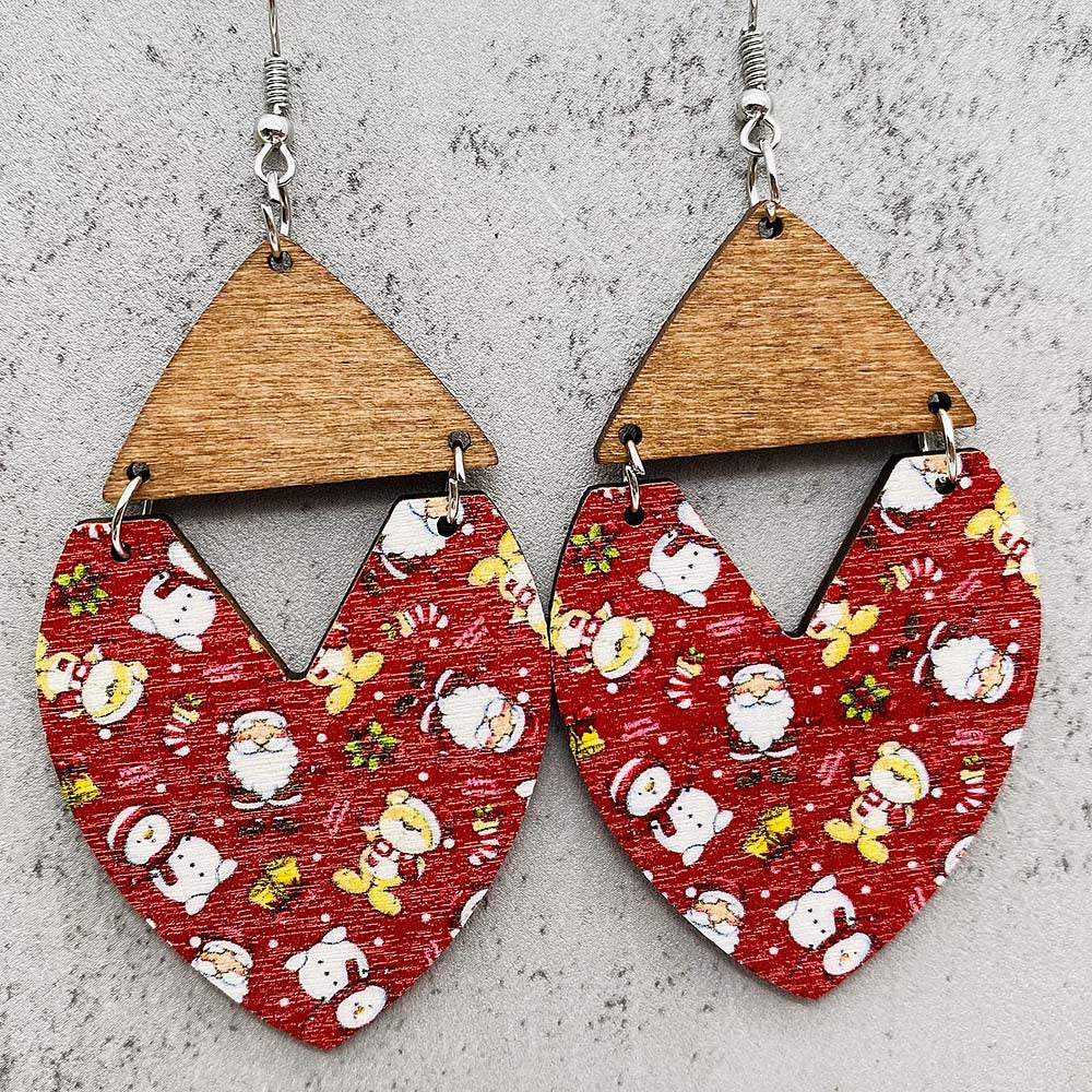 Pendientes de mosaico de rayas para el árbol de Navidad de madera de madera al por mayor