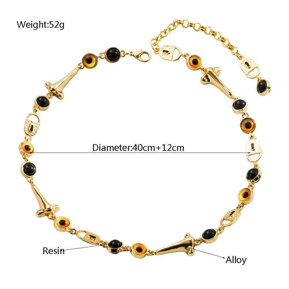 Wholesale Vintage Evil Eye Alloy Pendant Necklace Hip Hop Jewelry Accessory Gift