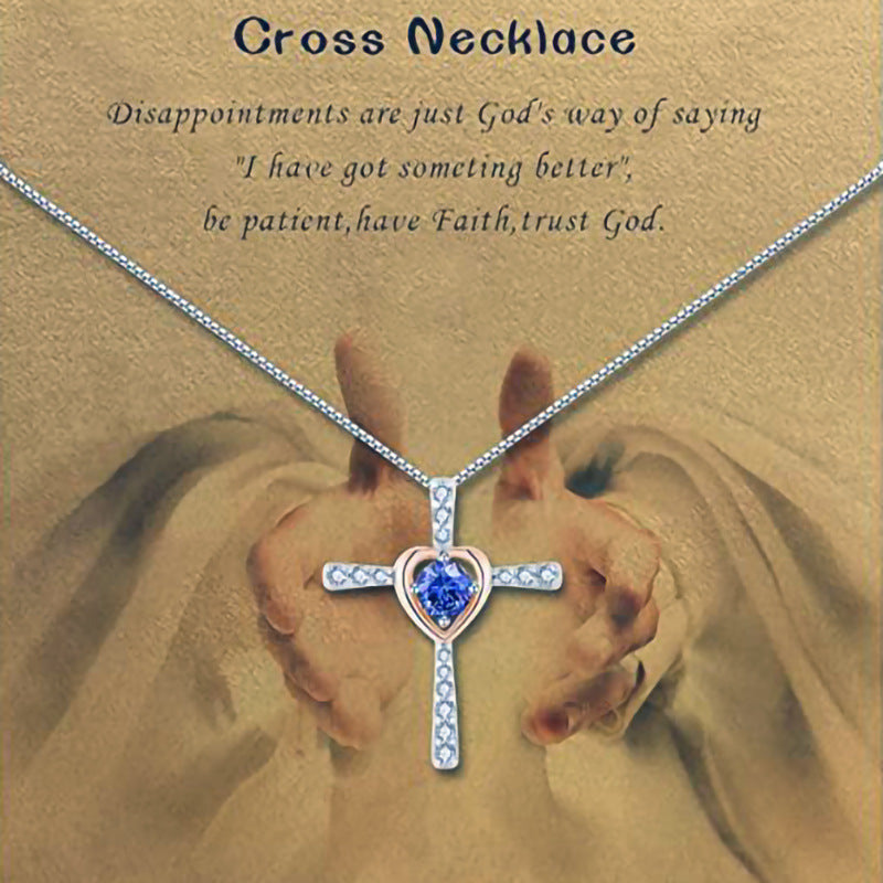 Wholesale Heart Shaped Hao Stone Cross Ladies Necklaces