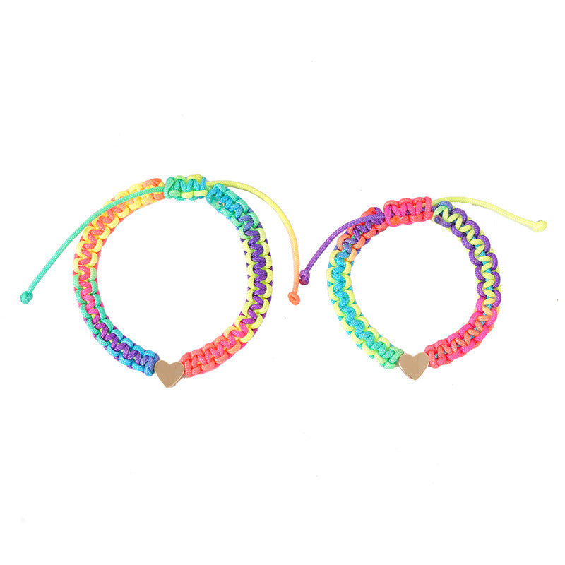 Wholesale Colorful Rope Parent-child Love Rainbow Bracelet