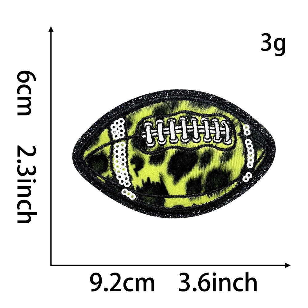Wholesale Leopard Print Sequined Rugby Iron On Embroidery Patch For DIY Hat Coat Decoration Fashion Accessory