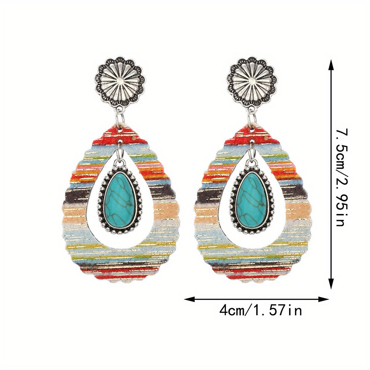 Wholesale Western style colorful turquoise droplet shaped earrings