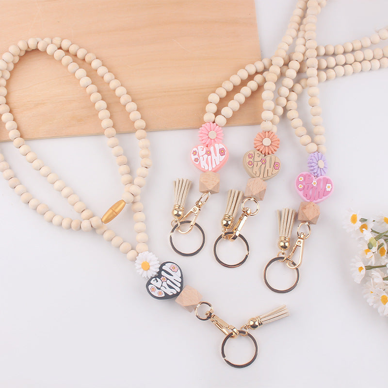Wholesale New Wooden Bead Necklace Keychain