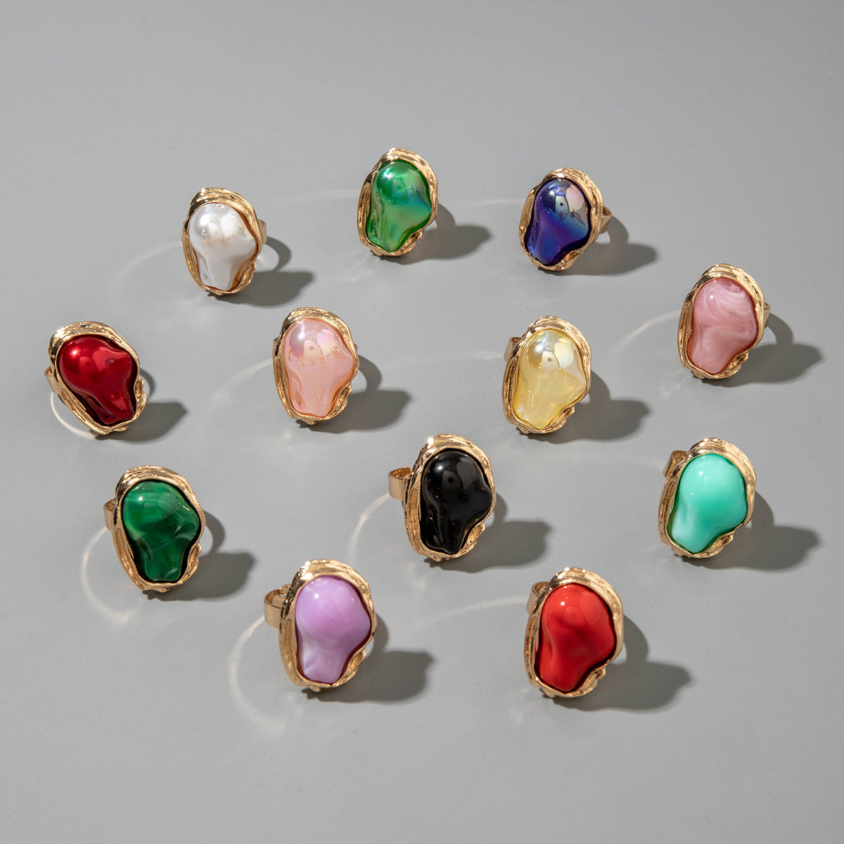 Wholesale Geometric irregular fashion ring set