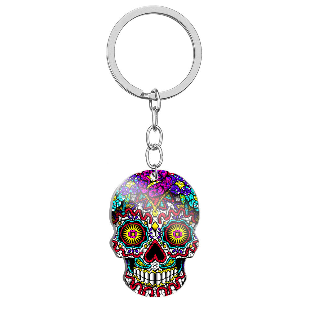 Wholesale Day of the Dead Skull Stainless Steel Keychains