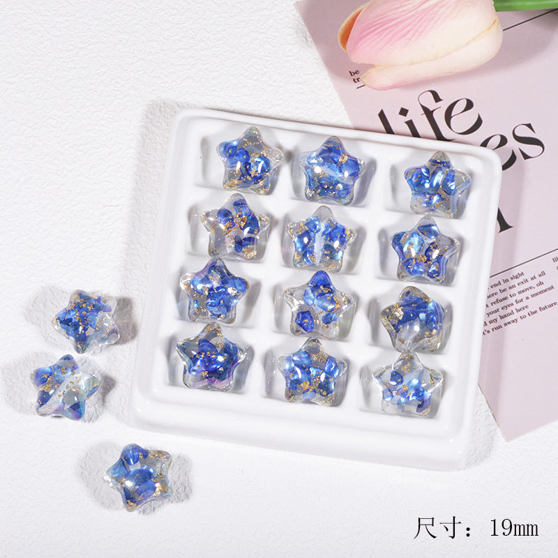 Wholesale Transparent colorful shell five-pointed star cloud through-hole beads