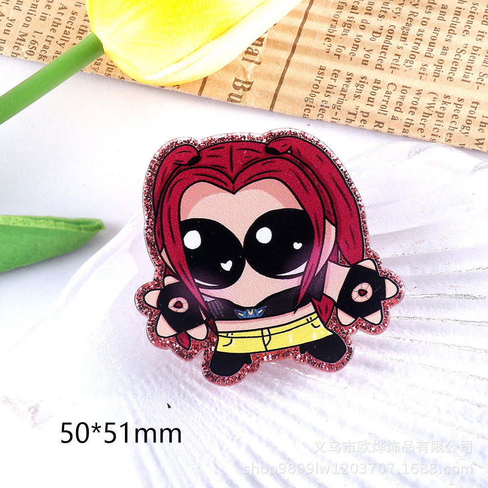 Wholesale 10pcs/ pack Cartoon Girl Cute Pendant Acrylic Pin DIY Accessories