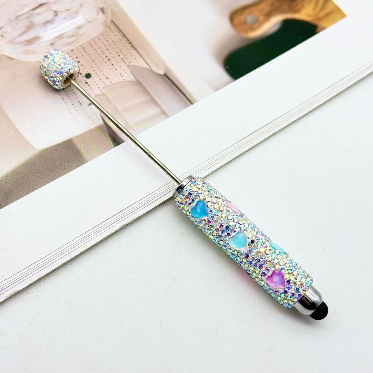 Wholesale 2pcs DIY Touchscreen Rhinestone Heart Beadable Pens
