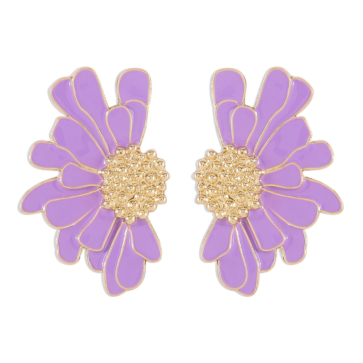 Wholesale Vintage Texture Gold Floral Earrings