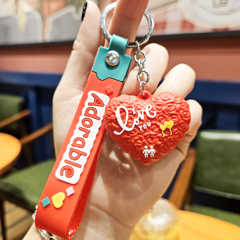 Wholesale Valentine's Day Peach Heart PVC Keychains