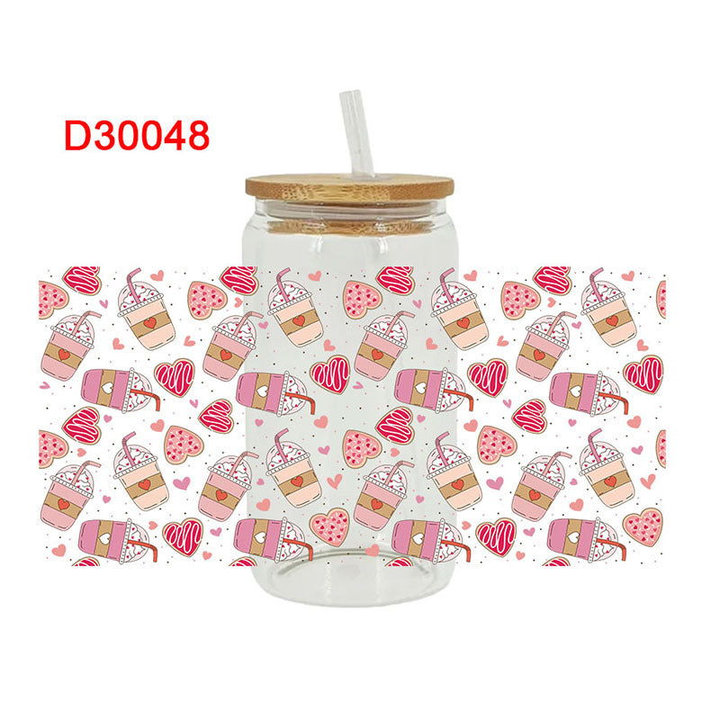 Wholesale Pink dessert ice cream 16oz Cup UV DTF Wraps