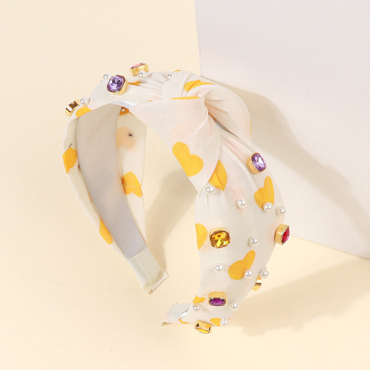 Wholesale Valentine's Day love Color Diamond color knotted pick heart headband