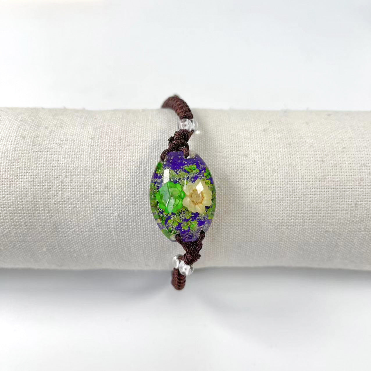 Wholesale 12PCS Handmade Latex Luminous Real Flower Amber Bracelet